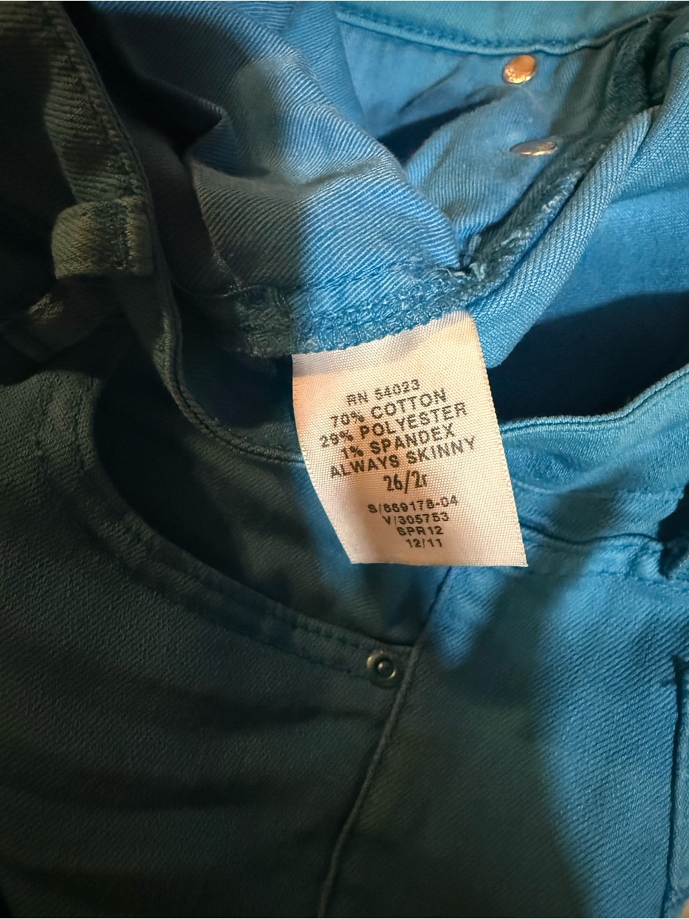 GAP Women's 1969 Skinny Jeans in Bright Turquoise Blue - Picture 4 of 5